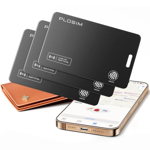 [Apple MFi Certified] 3Pack Wallet Tracker Card for Apple Find My, Ultra-Thin Air Tracker Tags, 5-Year Battery Item Finder,Bluetooth Wallet Finder IP68 Waterproof for Passport, Bags, Luggage, iOS Only by plosim - Used condition - US$13.86