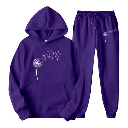Sweat a capuche et jogging pour femme, ensemble de sport deux pièces avec poches