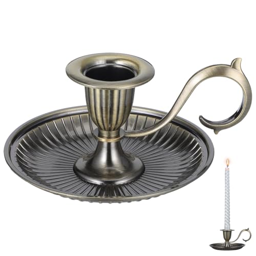 HOMSFOU Retro Candlestick - Small Zinc Alloy Candle Holder, for Party Wedding Christmas Table Home Decor Bronze, 4.52 X 4.52 X 2.55 Inch