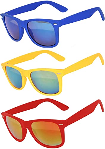 Image of OWL Retro Vintage Sunglasses Colorful Mirror Lens Matte Frame 3,5,6,10,12,14 Pairs