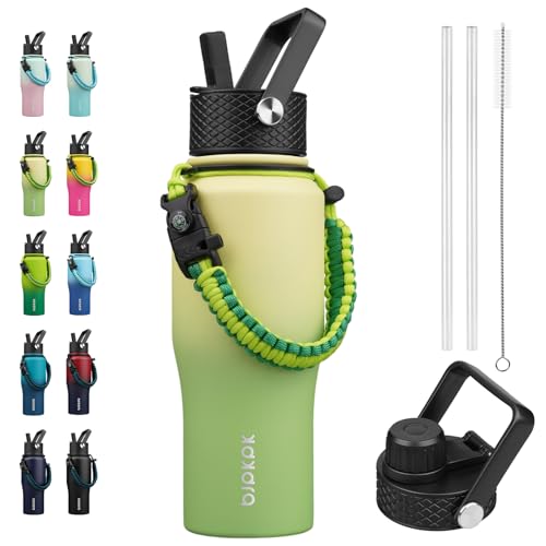 Image of BJPKPK 23oz Insulated Water Bottle with Straw Lid, Stainless Steel Bottle