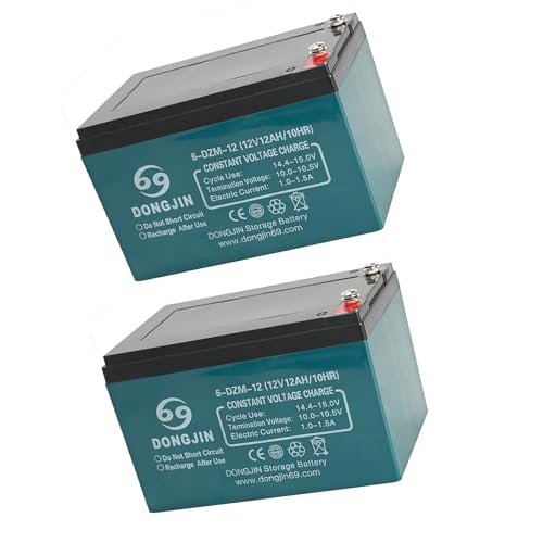 2-Pack 6-DZF-12 6-DZM-12 12V 12Ah SLA Rechargeable Battery for 24V Electric Bike Mobility Scooter Go Kart ATV Dirt Bike Razor Quad E-Bike Buggy Lawn Mower - Maintenance Free Sealed Lead Acid