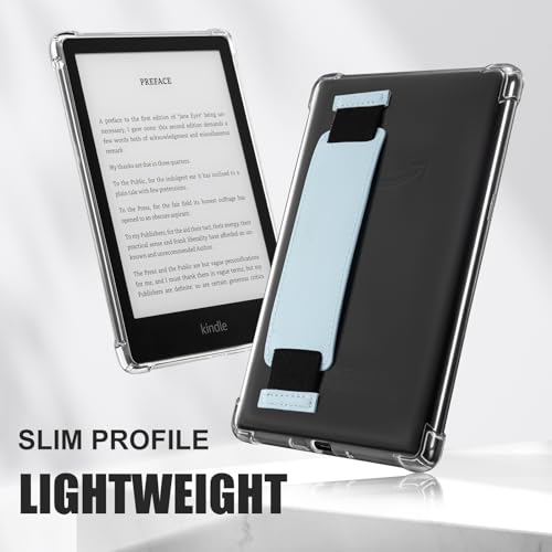Image of CoBak Clear Case for 6 inch E-Reader 2024 and 2022 (11th Generation) with Elastic Hand Strap - Ultra-Slim Soft TPU Transparent Cover, Lightweight & Durable Protection