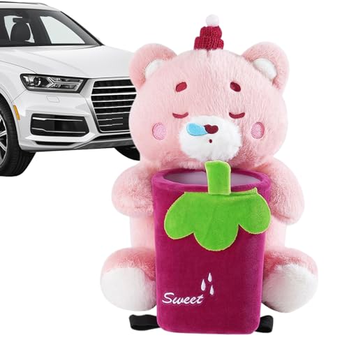keloppasit Cubo de basura y soporte para pañuelos de coche, soporte para caja de pañuelos de animales y cubo de basura para coche, organizador de almacenamiento automotriz de felpa suave para juguetes