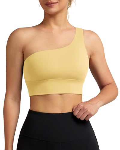 Image of Queenie Ke Womens One Shoulder Sports Bra Left Side Strap Yoga Bras Gym Training Workout Crop Tops