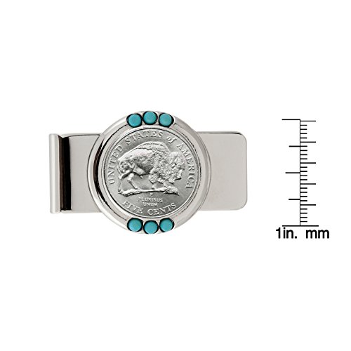 American Coin Treasures U.S. Coin Money Clip - Westward Journey Bison Nickel | Brass Moneyclip Layered in Silver-Tone Rhodium | Turquoise Stones | Holds Currency, Credit Cards, Cash | Certificate2