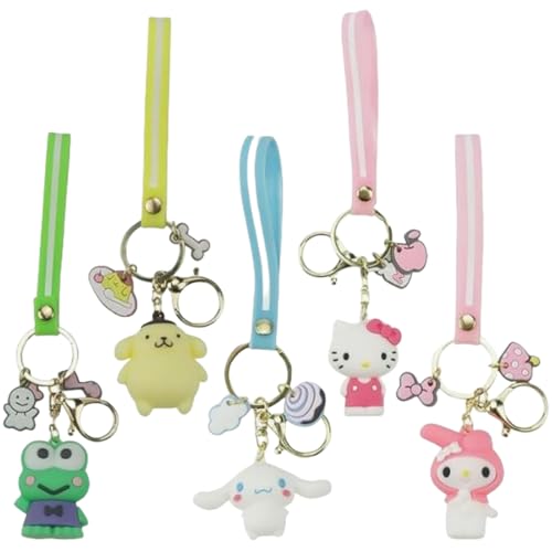 5PCS Cartoon Keychain Set Keyring,Cute Bag Cat Pendant Birthday Gift Cartoon Keychain,Accessories Fun & Cute Accessories,Fashion Figure Toys for Girls,Car Keychain,Personalised Keyring,Key/chain