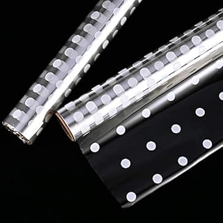 Nabance White Dot Cellophane Wrap for Hampers, 2 Rolls 15m*41cm Cellophane Hampers Roll, for Birthday Gifts and Easter Basket Wrapping, Fruit Florist Wrapping Cellophane