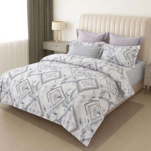 Image of DECOR2ADMIRE 300TC Glace Cotton Printed Super King Size Double Bedsheet with Two Pillow Covers, 108 x 108 Inches or 9 Feet x 9 Feet - (Pastel Flora)