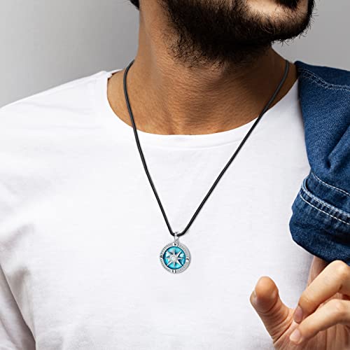 Navy-Anchor Travel-Map Rotatable Compass Necklace for Women Men,925 Sterling Silver Inspirational Nautical Dream Opal Compass Pendant Jewelry Graduation gifts for Men4