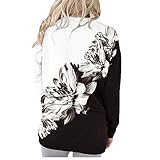AMDOLE Sudadera para mujer, cuello redondo, color sólido, manga larga, suéter casual, lindo, ligero, suelto, camiseta de manga larga, para adolescentes y niñas, Negro , XL