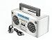 GPO Bronx Mini Bluetooth Speaker. Compact Retro Portable Speaker with Rechargeable Battery Includes USB Port, TF Card Port & Aux - Silver