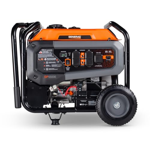 Image of Generac 6,875 Starting Watt Portable Gas Generator - Electric Start - Home Backup or RV Ready - Heavy Duty Frame - Quiet, Long Runtime, Emergency Power - 50-State Compliant