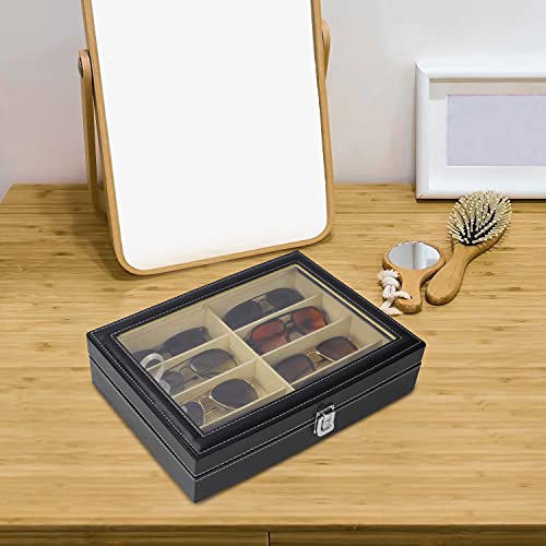 Kurtzy Faux Lederen Zonnebrillen Organizer Doos – 8 Sleuven voor Brillen – Afsluitbare Zwarte Display Opslag Collectie… - Image 6