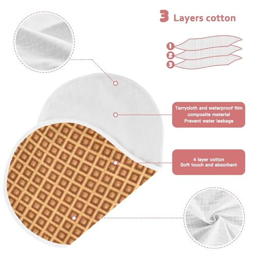 Chocolate Waffles Ice Ceam Burp Cloths Baby Boys Girls Absorbent Soft Cotton Burping Cloths Rags, 2 Pack3