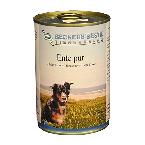 Beckers Beste Tiernahrung - getreidefrei Hundefutter Ente pur 12x 410 g - Nassfutter für Hunde - Dosenfutter Allergie - Barf verzehrfertig- für große & kleine Hunde Cover