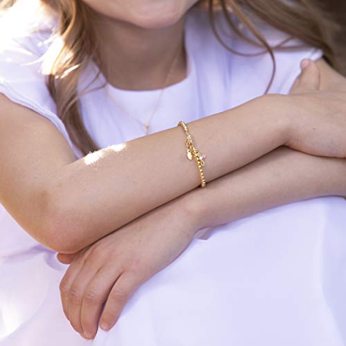 Children's 14K Gold-Plated Baby Baptism Or Infant Christening Bracelet With Infinity Cross Charm For Girls (Med) #TOP3