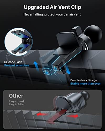 YOSH Mag-Safe Wireless Car Charger Mount Air Vent, iPhone Car Charger Mount Phone Holder for Cars with 360° Rotation Car Cradle for iPhone 14/13/12 Series & MagSafe Case with Double Lock Clip
