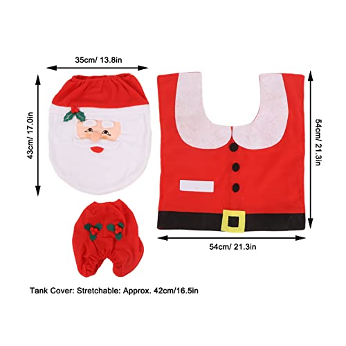 Hapivida 3-teiliges Weihnachten Badezimmer Set Cartoon Muster WC Toilettendeckelbezug, Teppich, Abdeckung für Wasserspeicher, für Hotel Kindergarten Einkaufszentrum – Bild 4
