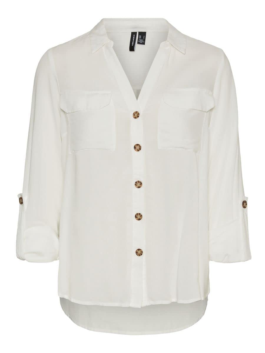 VERO MODA Womens Long Sleeve Shirt Snow White 8