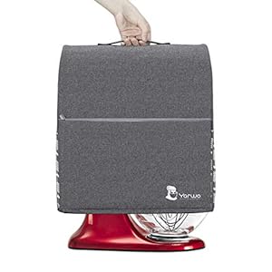 Yarwo Stand Mixer Cover Compatible with 45 qt and All 5 qt KitchenAid Mixer Protective Dust Cover with Top Handle and Pockets for Accessories Gray with Arrow