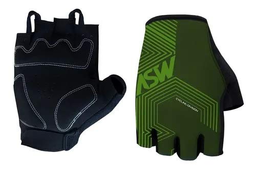Luva Ciclismo Asw Flex Polygon Meio Dedo Verde