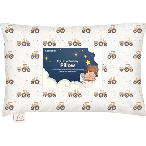Image of Toddler Pillow with Pillowcase, 13x18 My Little Dreamy Pillow (Tractor) | Kids Travel Bed Pillow for Sleep, Organic Cotton Small Pillowcase, Soft, Breathable, Machine Washable, Toddlers 2-5 years old