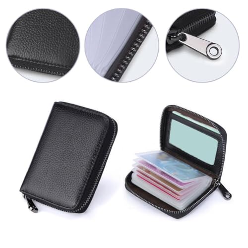 Large Wallets for Women Extra Capacity,Credit Card Holder with 20 Card Slots Zip Leather Card Case for Name ID Card Holder Book Business Card Book(Black/Rose/Pink)4