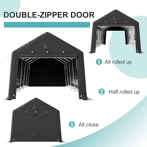 K Knowbody BY013 12 X 20 Ft Carport,Heavy Duty Peak Portable Garage thumb #6