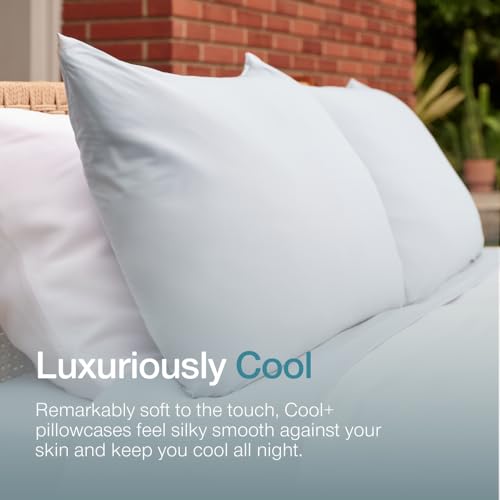 Image of Coop Home Goods Cool+ Crescent Pillow Case Queen Size 2-Pack, White Cooling Pillow Cases for Cool+ Crescent Pillow, Ultra-Soft & Breathable Cooling Pillow Covers with Zipper for Hot Sleepers