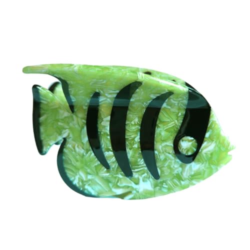 Fantasy Stripe Fish Hair Clip,Acetate Hair Clip,Big Claw Clip for Women,Green