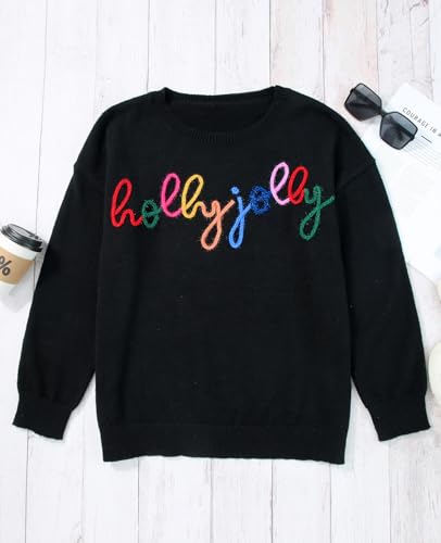 Image of SELINK Women's Holiday Sweater Crew Neck Print Casual Long Sleeve Pullover