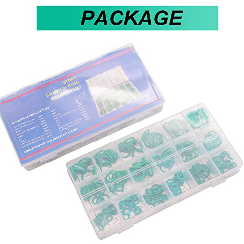 Smseace 270Pcs Green Rubber O-Ring 18 Size Automobile Air Conditioner Rubber Ring Classification Kits Are Used For Automobiles, Machinery, Electrical Appliances Sm-15 #TOP5
