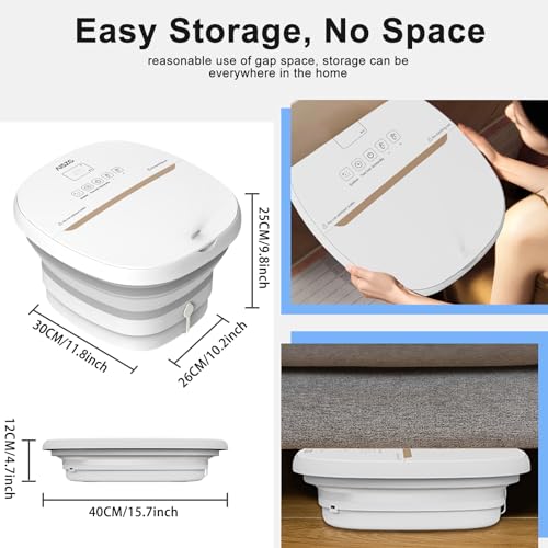 AISZG Collapsible Foot Spa Bath Massager with 6 Massage Rollers,Pedicure Foot Spa with Fast Heat and Massage,Foot Soaking Tub,Birthday Gifts for Women/Men/Mom/Her/Him, White