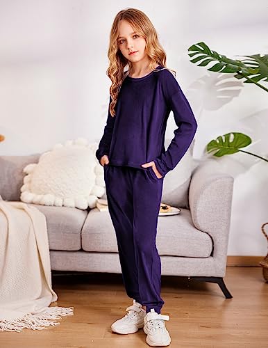 Arshiner Girls 2 Piece Outfit Sweatsuits Set Kids Velour Sweatshirts & Sweatpants Tracksuits Set for Girls2