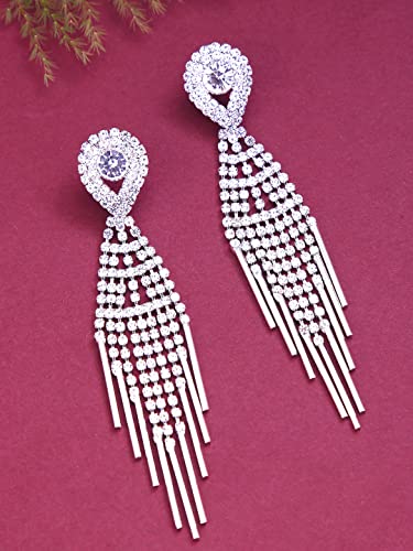 Crystal Danglers Earrings Long Chain Dangler For Anniversary
