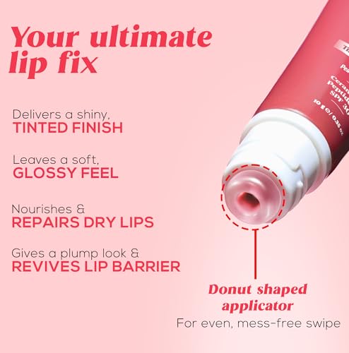 Image of RENEE Juicy Fix Tinted Lip Balm- Peach Pop | Shiny, Glossy Finish | Protects Lips With SPF 30 | Repairs & Nourishes Dry, Flaky Lips | With Peptides, Ceramides & Hyaluronic Acid | 10 g