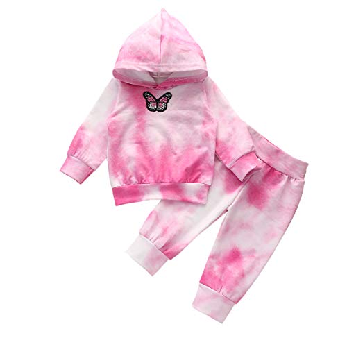 Image of Toddler Infant Baby Girl Clothes Tie Dye Hoodie Pants Outfit 2Pcs Baby Girl Fall Winter Clothes Set