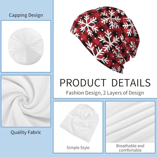 Gorro com tema natalino, gorro de malha de floco de neve, boné elástico despojado de caveira para mu