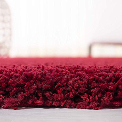 Image of Shaggy Floor Carpets for Living Room, Elegant Bed Side Runner Carpet, Sofa Area Pooja Room Carpet,(6x9 Feet, Red)