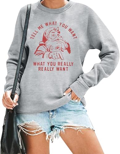 MNLYBABY Merry Christmas Sweatshirt Santa Shirt: Women Tell Me Wh...