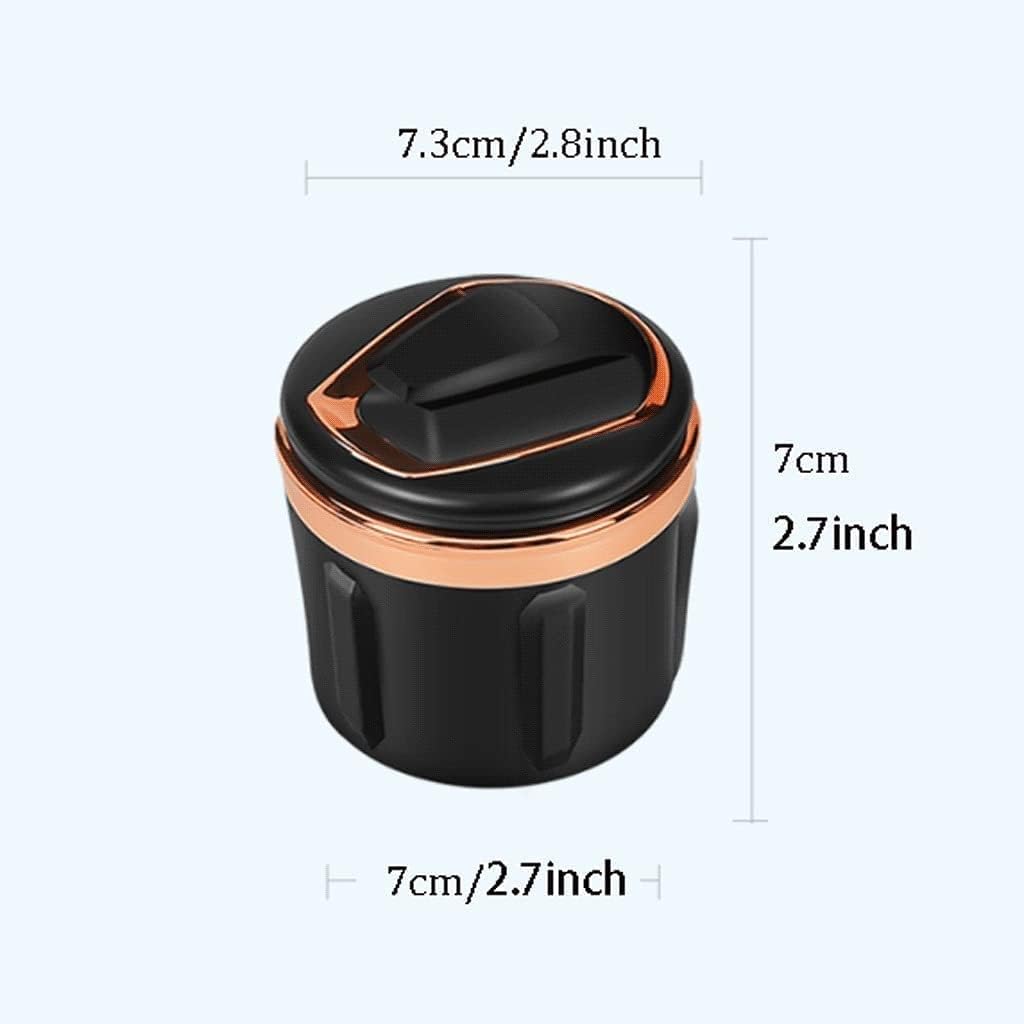 Car Ashtray with Led Lights with Cover Creative Personality Covered Car Inside The Car Multi-Function Car Supplies (Color : Gold)