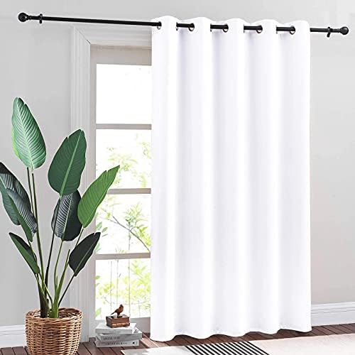RYB HOME White Curtains for Living Room - 50% Blackout Vertical Blinds Privacy Wall Divider Panel for Outdoor Indoor Use Home Office Patio Door Window Covering, W 70 x L 84, 1 Pc, Pure White
