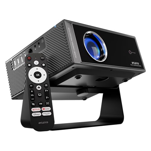 WZATCO Yuva Blaze Plus, Netflix Certified, Smart Home Projector 4k Ultra HD, Native 1080P Fully Automatic, 1000 ANSI, HDMI ARC, WiFi 6 & BT, Screen Mirroring, Portable Room Cinema, 270 Rotate, Grey
