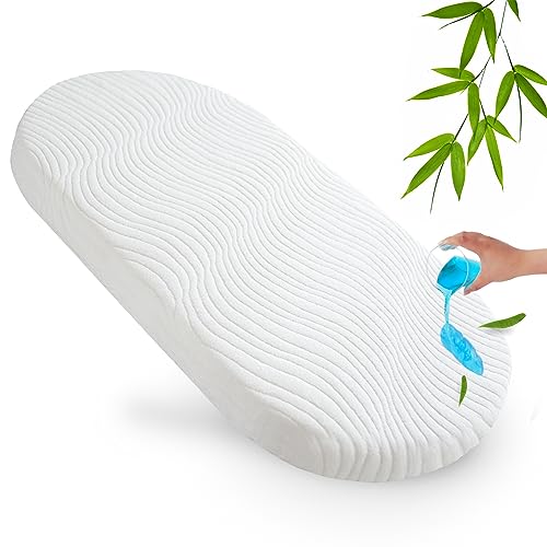 Image of Baby Bassinet Mattress Pad 18" x 29" x 0.8", Waterproof Replacement Pad with Removable & Washable Mattress Cover