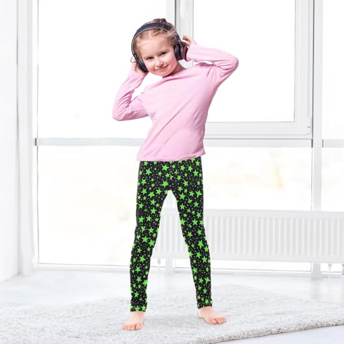 Girls' Leggings Black Green Stars Kids Yoga Tights Pants 1 Pack 208595524