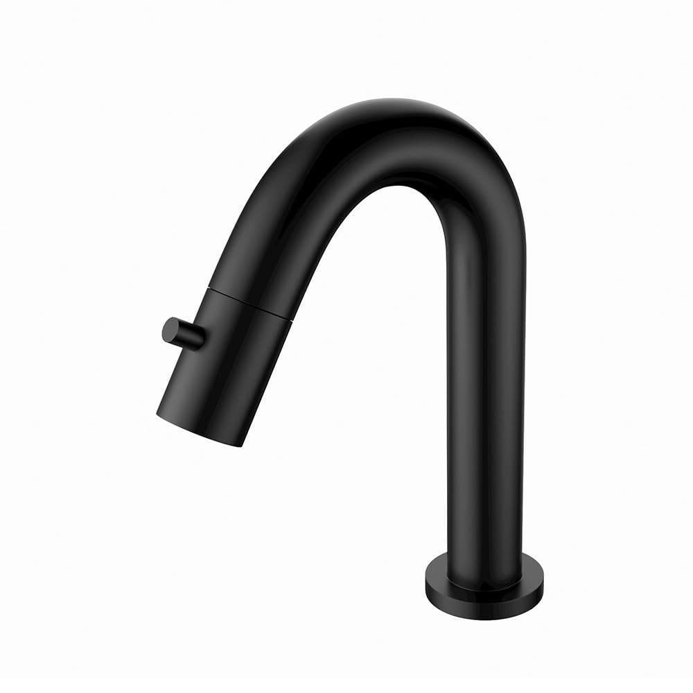 Aloni Kaltwasserhahn, Waschtischarmatur für Bad, 1/2 Zoll, Schwarz Matt | Hohe Einhandarmatur mit Neoperl-Belüfter, ca. 19,5 cm hoch und bis zu 20 % wassersparend für Gäste-WC und Nebenraum