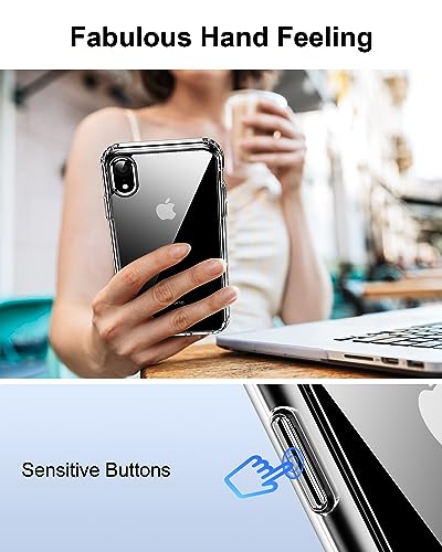 Image of HOOMIL Case for iPhone XR 6.1-Inch, Non-Yellowing, Drop Protection, Anti-Scratch Transparent Hard Back Phone Cover - Black
