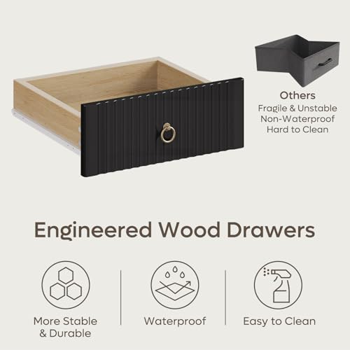 Image of Bestier 55 Inch Office Desk with Fluted Panel & Keyboard Tray, Natural Oak | 55 X 22 In Work Surface, File Drawer, Reversible Pedestal, Fluted Panels And Keyboard Tray For Home Office Storage.