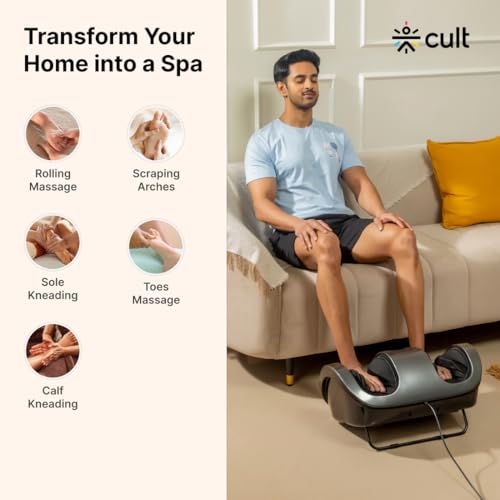Image of Cult Electric Relax Foot Massager With Shiatsu & Vibration Therapy, 4 Automatic Programs, Enhances Blood Circulation, Pain Relief Foot Massager,Grey